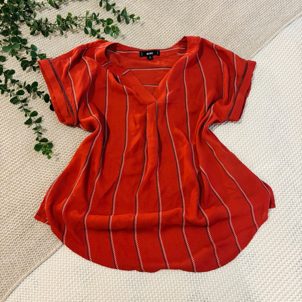Vibrant Orange Blouse with Stripes